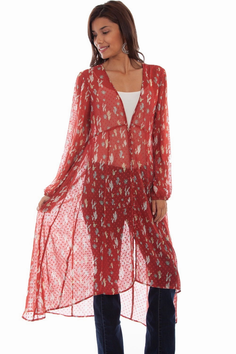 TearResistantFabric Scully Womens Spice Polyester Swiss Dot Duster