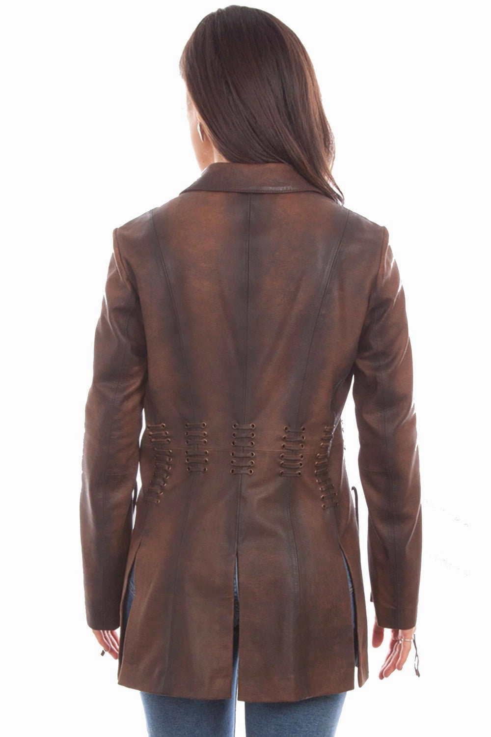 Cross Ventilation Panels Scully Womens Stylish Blazer Vintage Brown Leather Leather Jacket