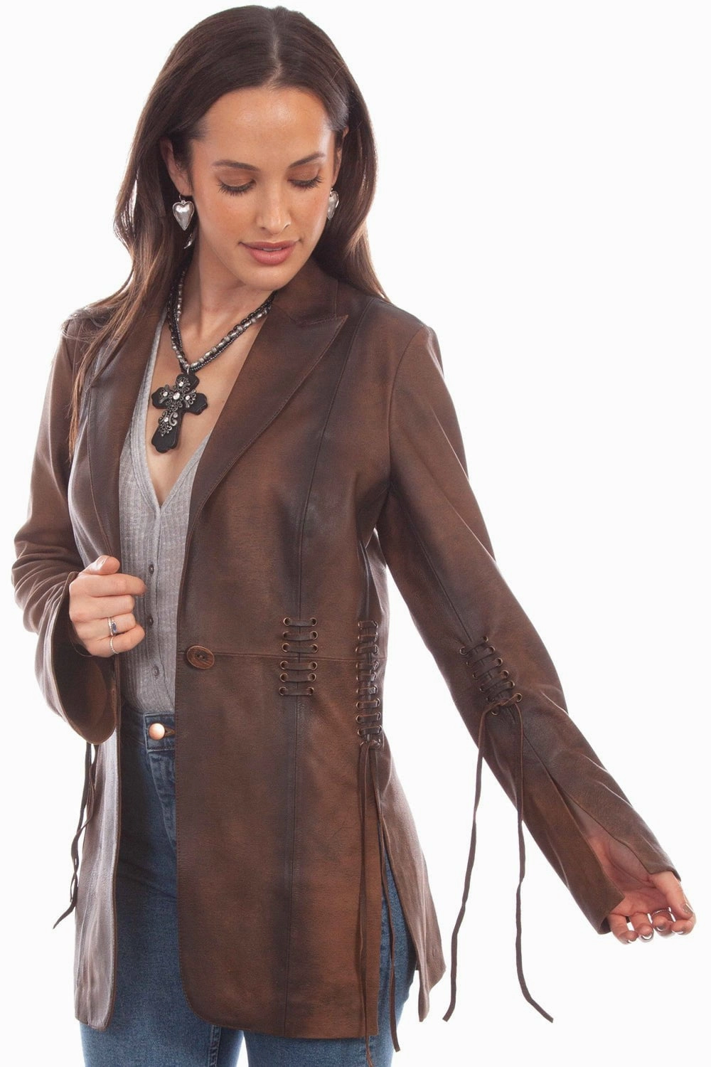 SoftInnerLayer Heat Retention Lining Scully Womens Stylish Blazer Vintage Brown Leather Leather Jacket