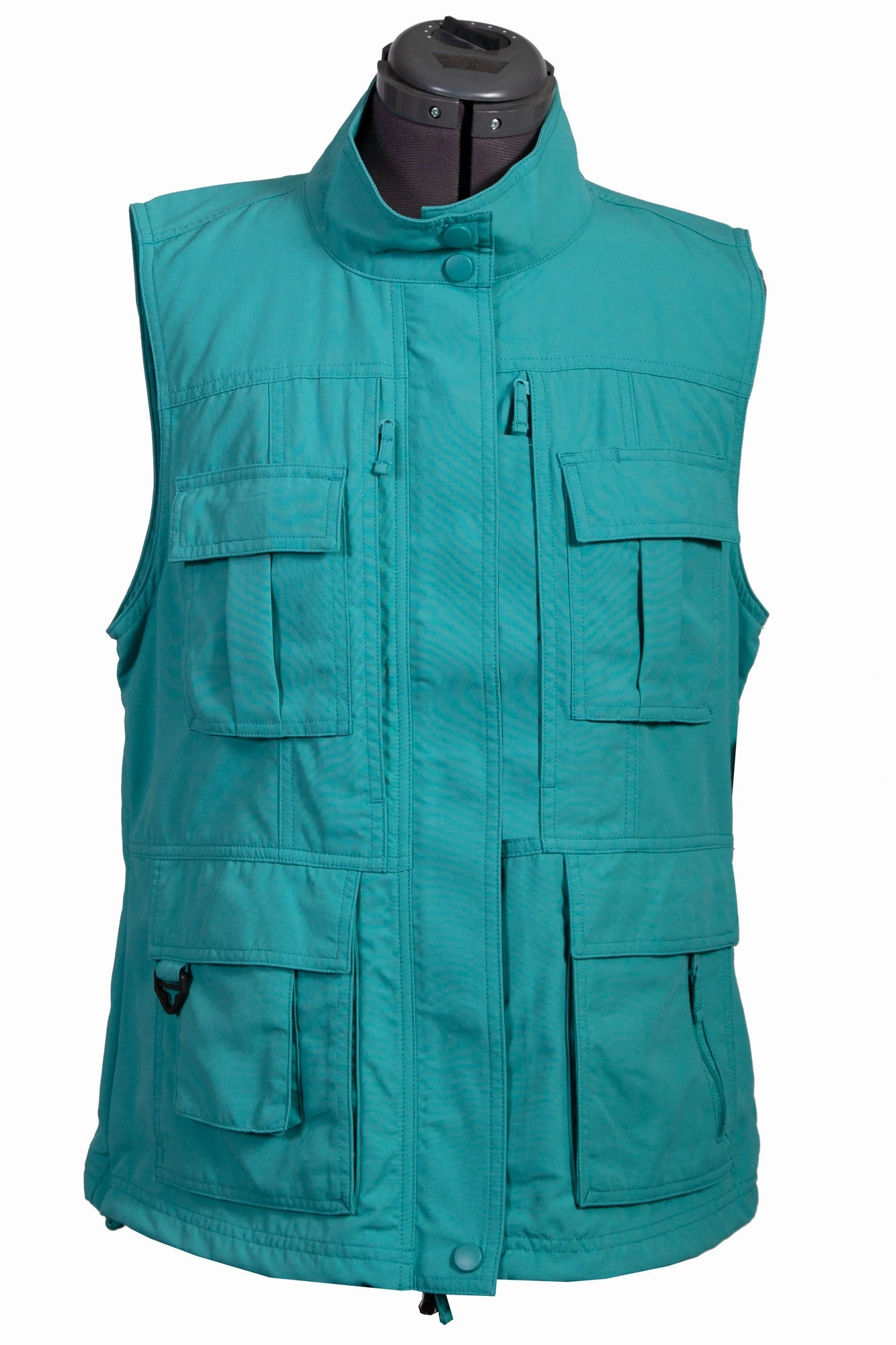Scully Womens Teal Nylon Multi-Pocket Vest Light Reflective Zippers Seam Sealed Technology