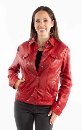 Tear Resistant Panels Scully Womens Washed Crinkle Vintage Red Leather Leather Jacket