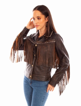 Versatile Fit Layer Layered Comfort Look Scully Womens Western Fringe Chocolate Leather Leather Jacket