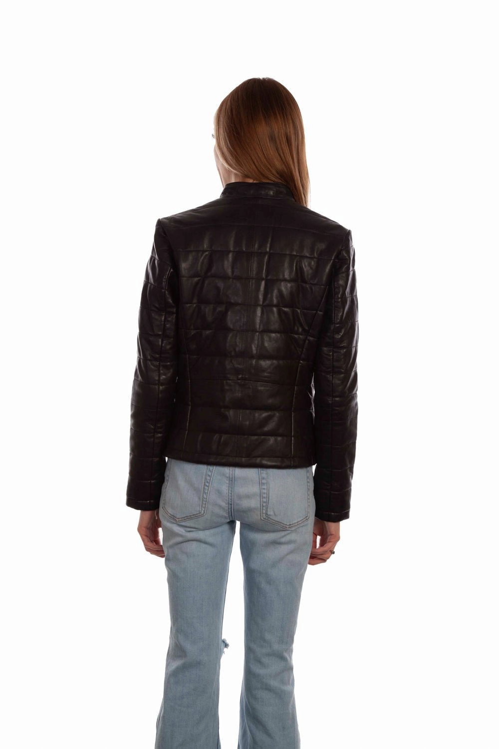 Scully Womens Zip Front Ribbed Black Lamb Leather Leather Jacket Weather Adaptive Ventilation