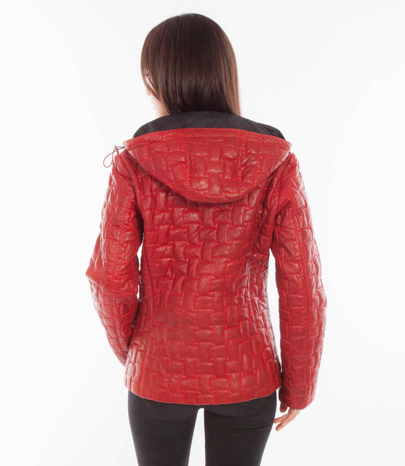 Fall Outfit Scully Womens Zip Quilted Hooded Red Leather Leather Jacket