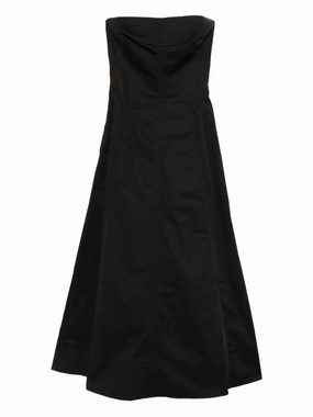 Elegant formal outfit Refined Mood Sculpted Cotton Strapless Dress in Black
