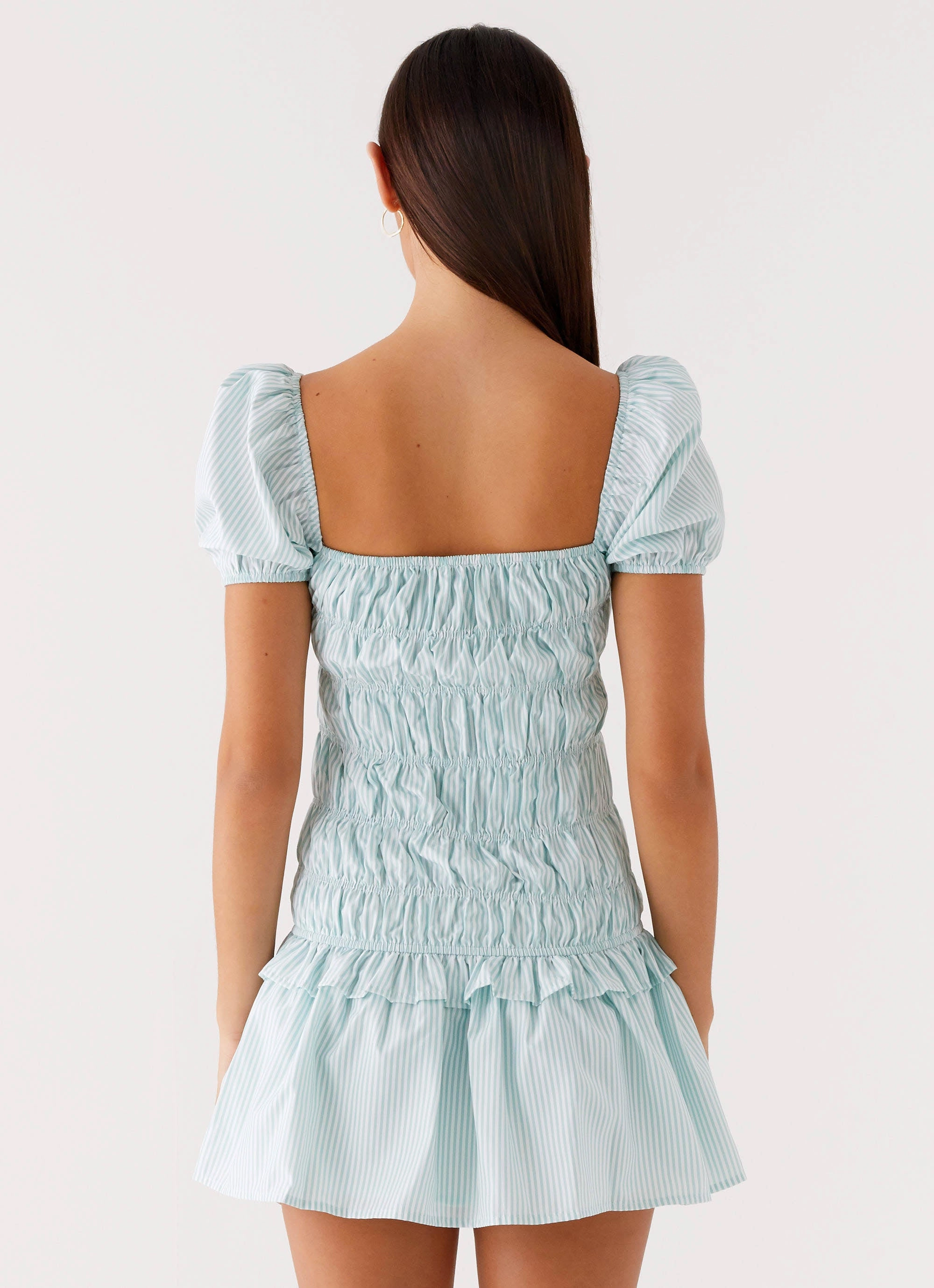 Yolene Mini Dress - Green Gingham Runway-Ready Luxurious Texture