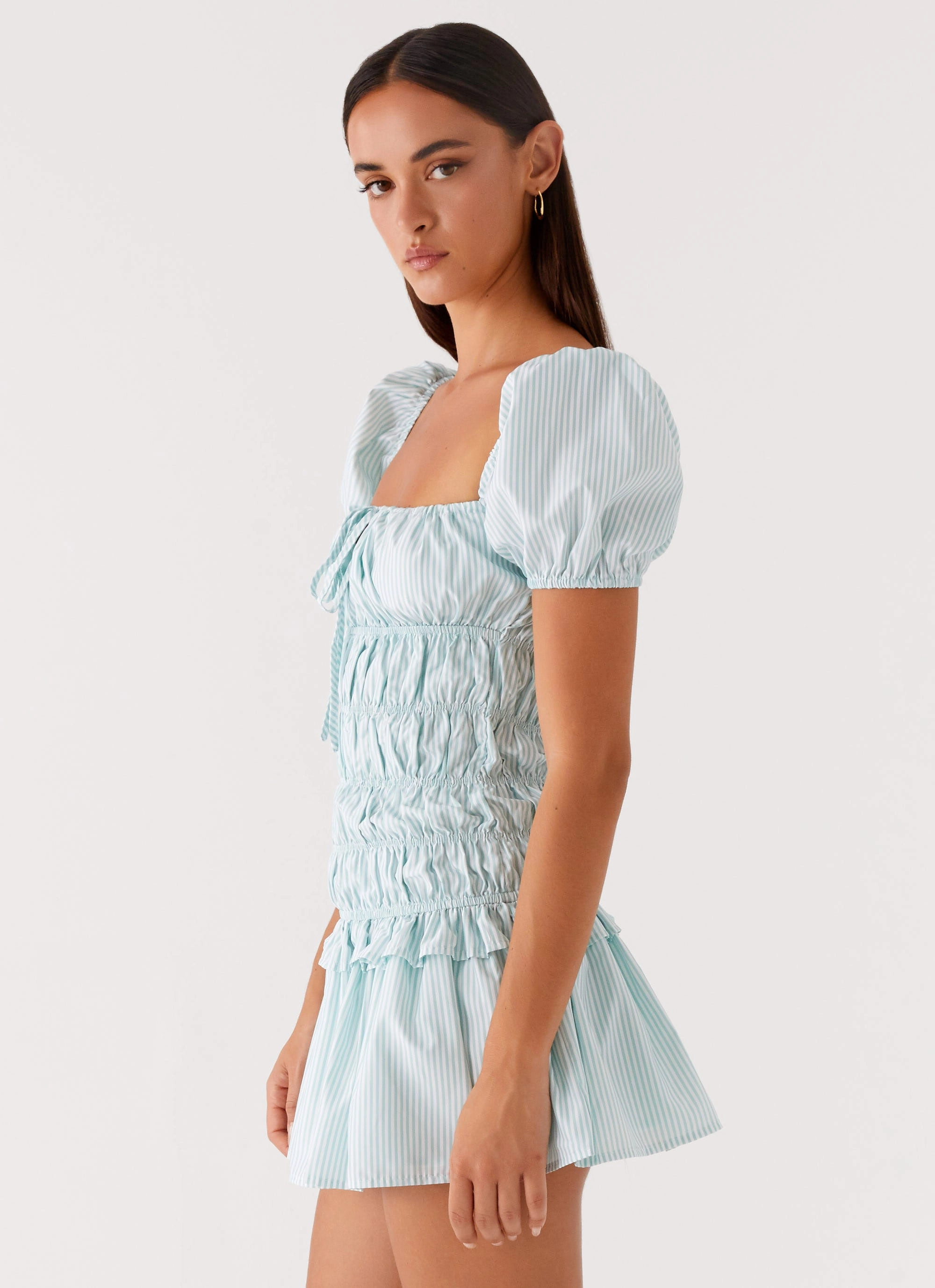 Yolene Mini Dress - Green Gingham Love Energy