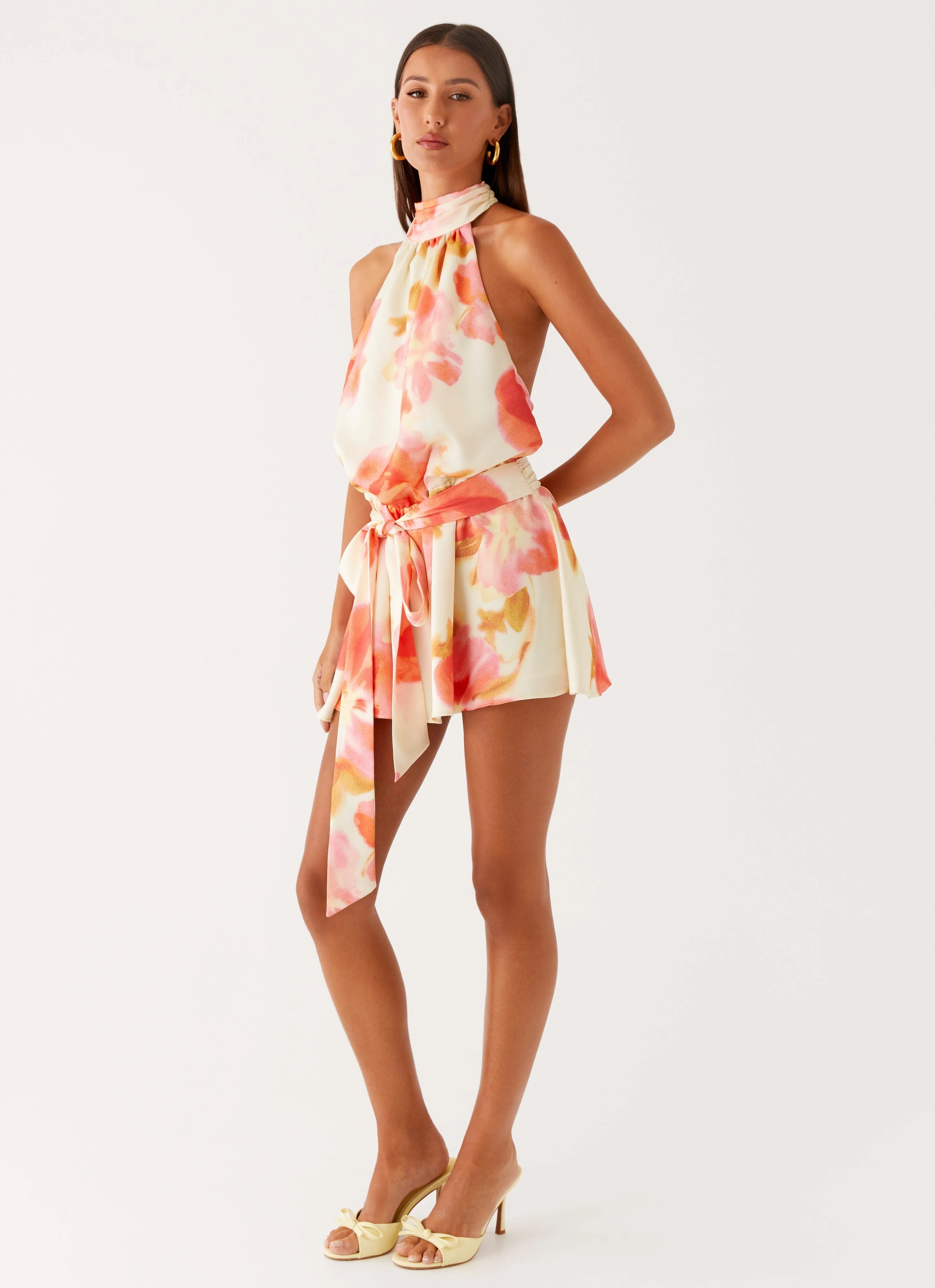 Diablo Backless Mini Dress - Mimosa Blossom Lawn Soft