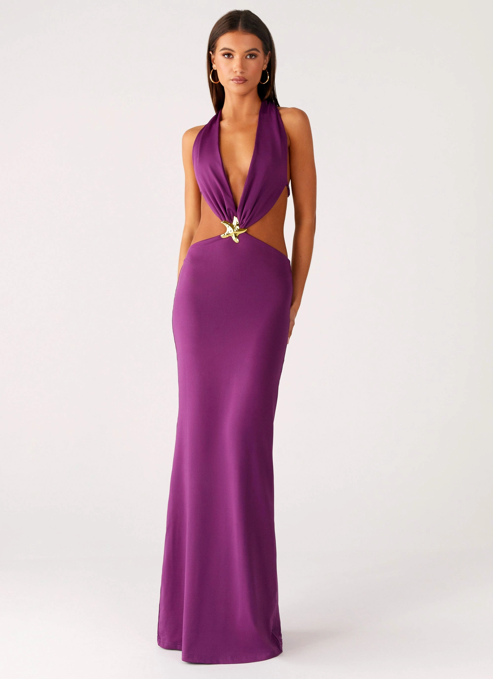 Embroidered-Sleeve Sea Siren Maxi Dress - Violetta
