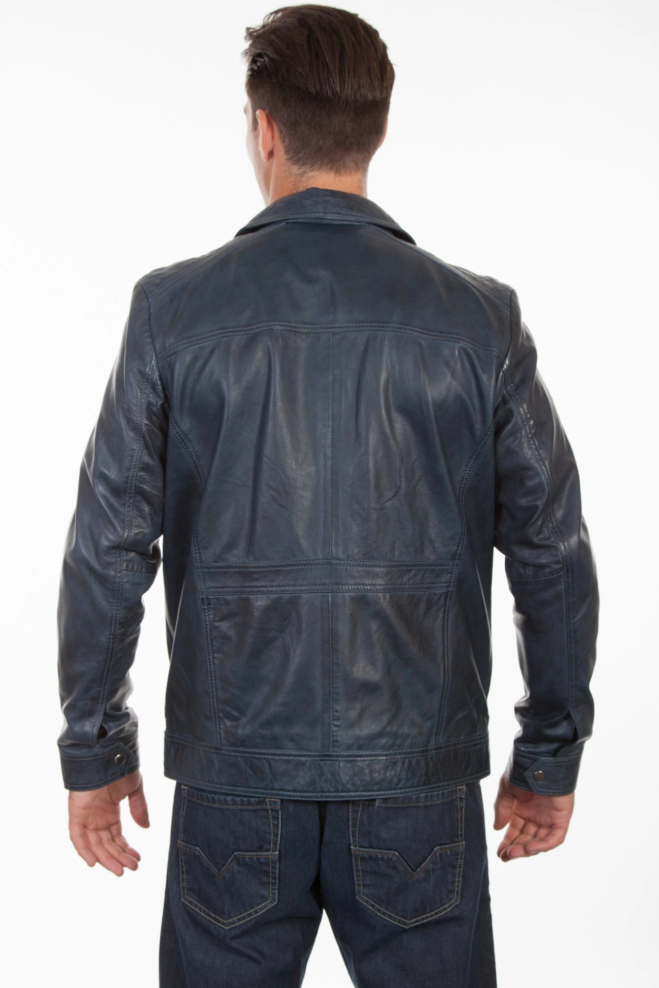 Soft Interior Brushing Scully Mens Denim Lamb Leather Retro Jacket
