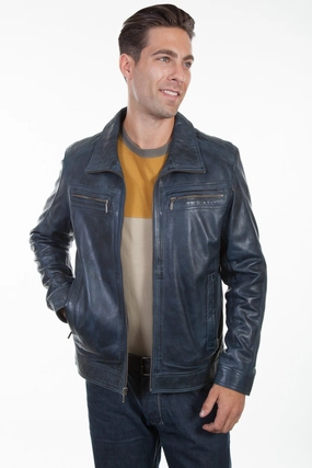 Flexible Elbow Patches Scully Mens Denim Lamb Leather Retro Jacket