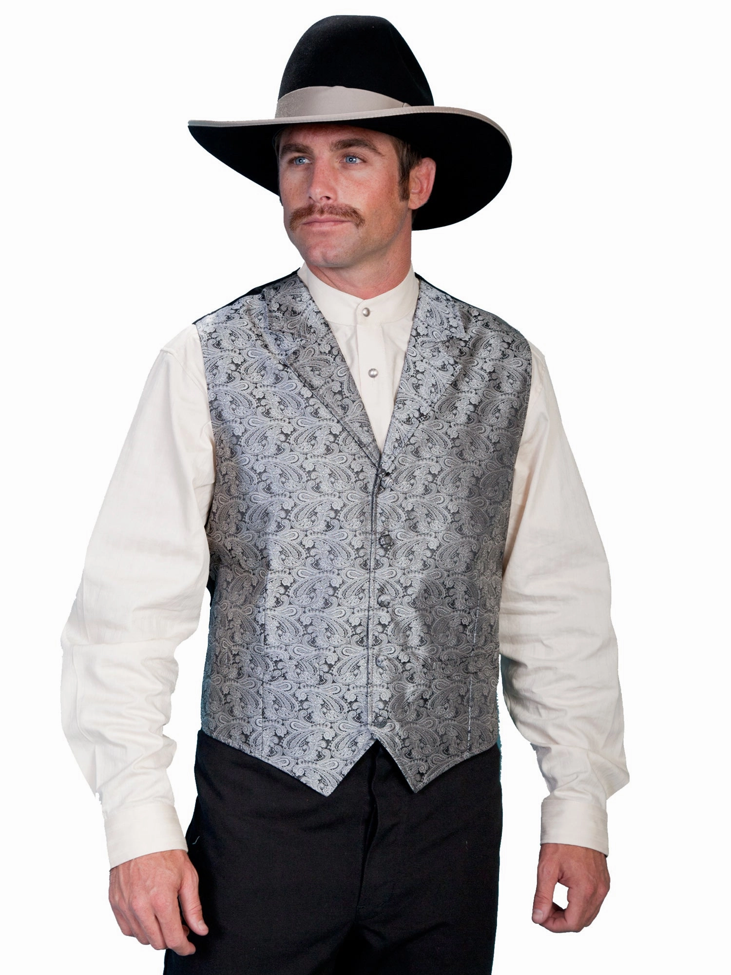 Lightweight Thermal Tech Scully Mens Gray Polyester Classic Paisley Vest