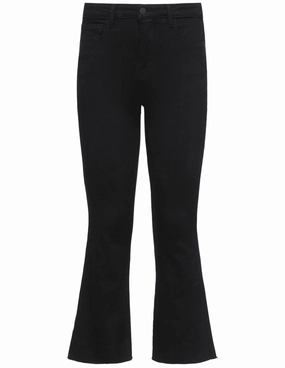 L'AGENCE Kendra High Rise Crop Flare Jeans In Black Street Approved