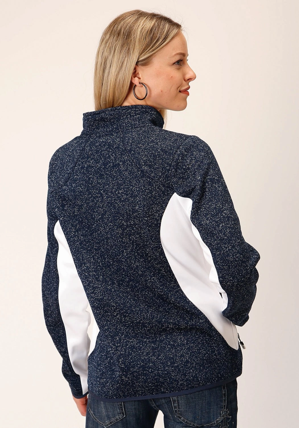 Roper Womens 1742 Bonded Blue Polyester Fleece Jacket Odor Control Fibers Autumn Layers