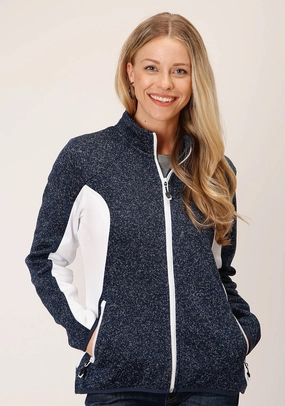 Minimal Travel Look Warmth Retention Roper Womens 1742 Bonded Blue Polyester Fleece Jacket
