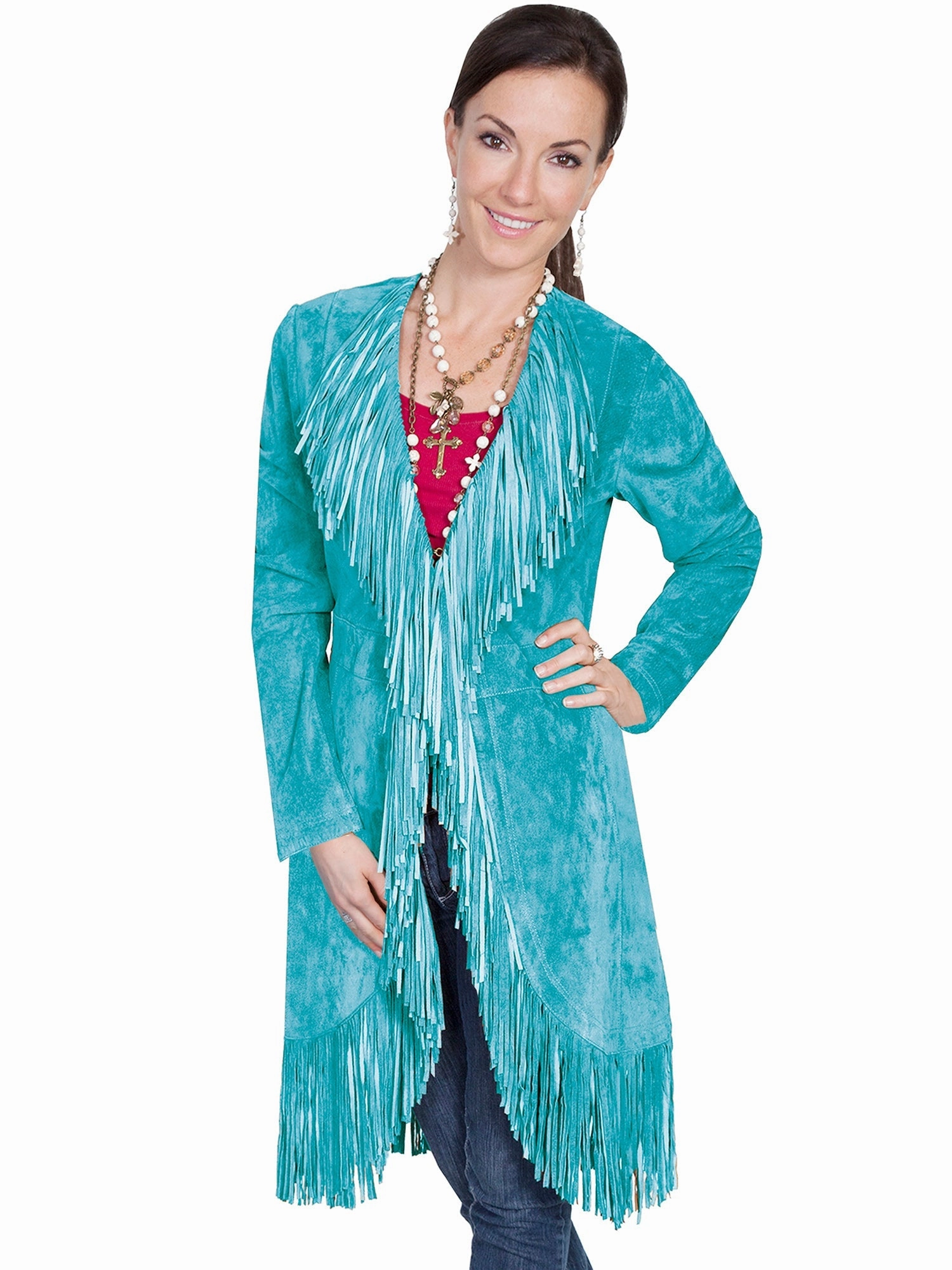 Scully Womens Dark Turquoise Boar Suede Maxi Coat M Wool blend