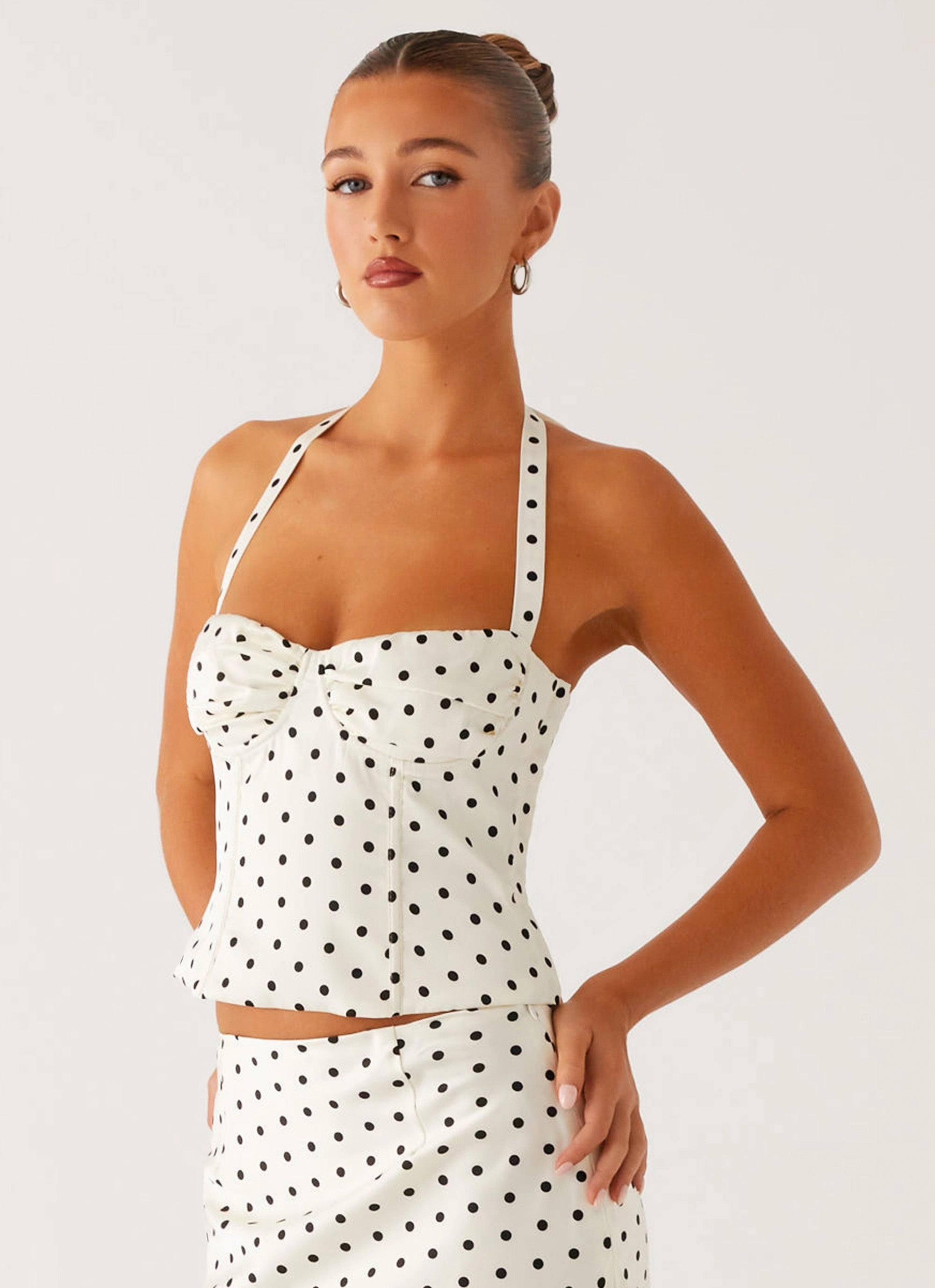 OdorControl Technology StretchComfort Breanne Top - White Polka Dot