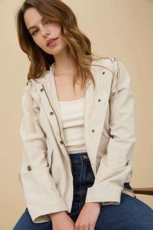 MultiPocketStyle Genie Snap Button Zip Up Hoodie