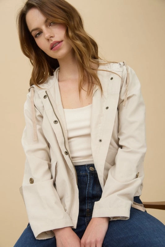 BreathableFabric Genie Snap Button Zip Up Hoodie