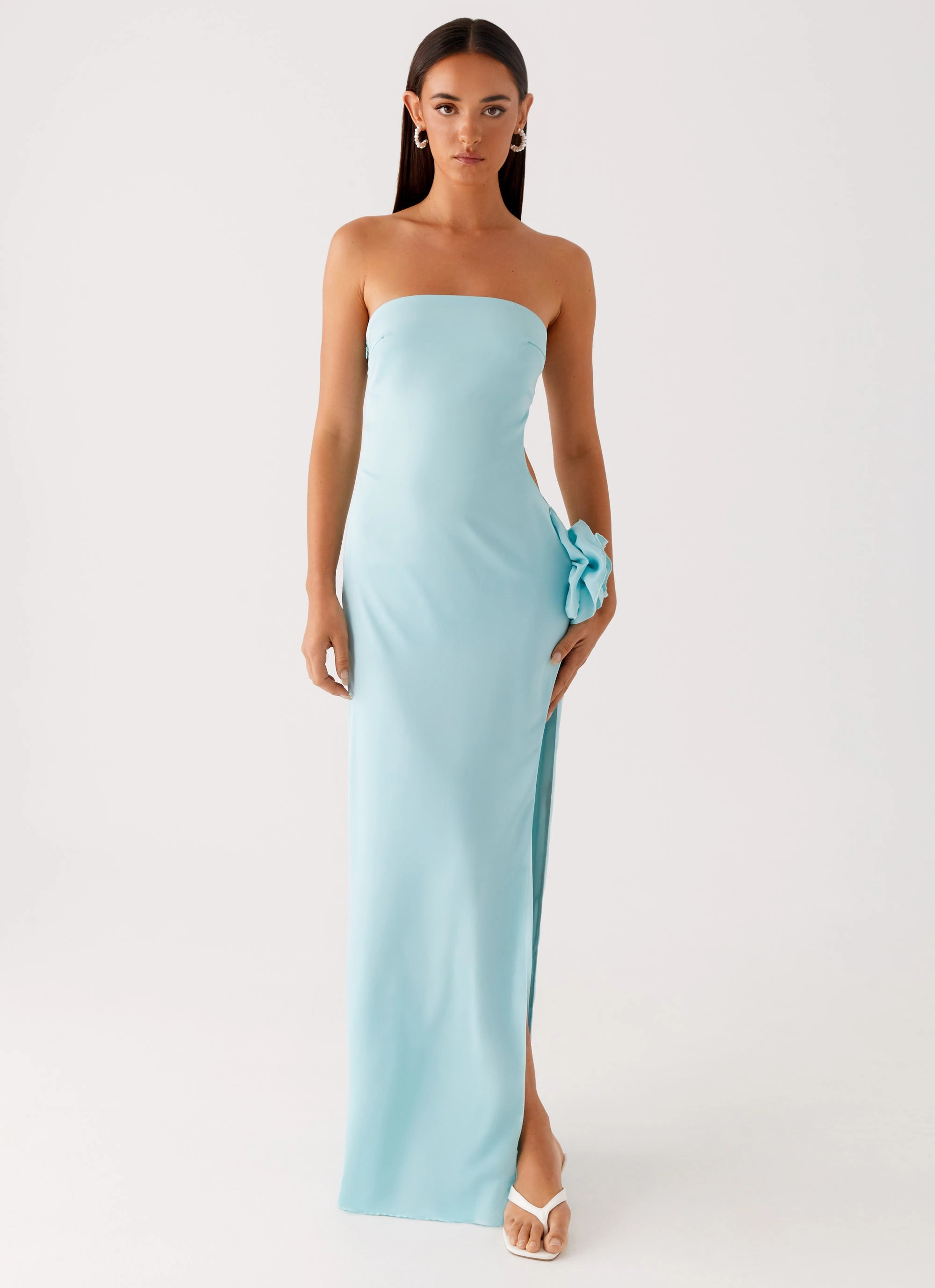 Cold-Shoulder Breathable Layering Fenway Strapless Maxi Dress - Mint