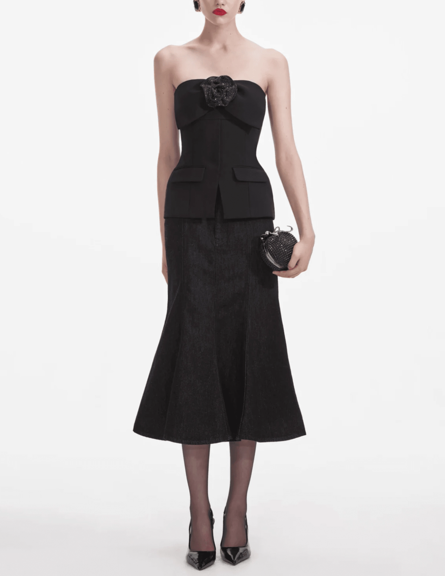 High Density Weave Self-Portrait Crepe Corsage Top SALE