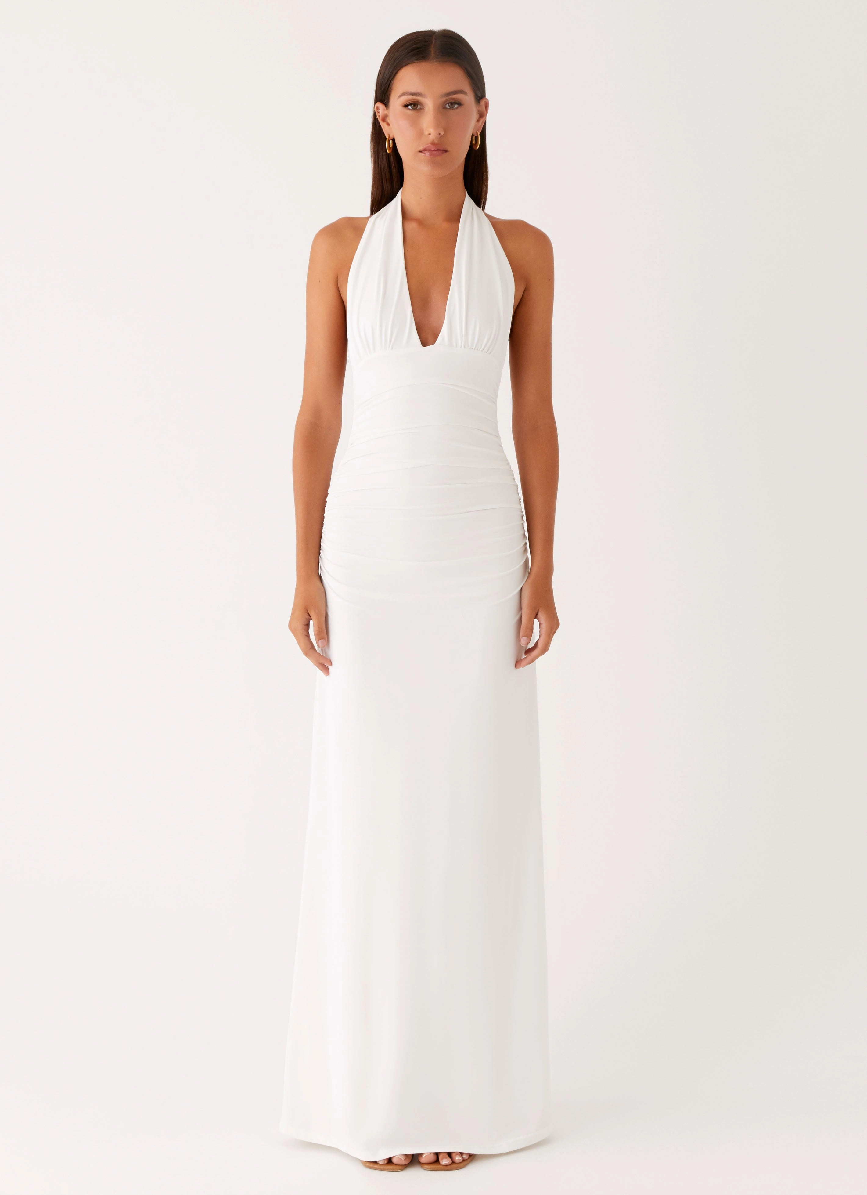 Ilaria Halter Maxi Dress - White Sophisticated Look Casual Essential
