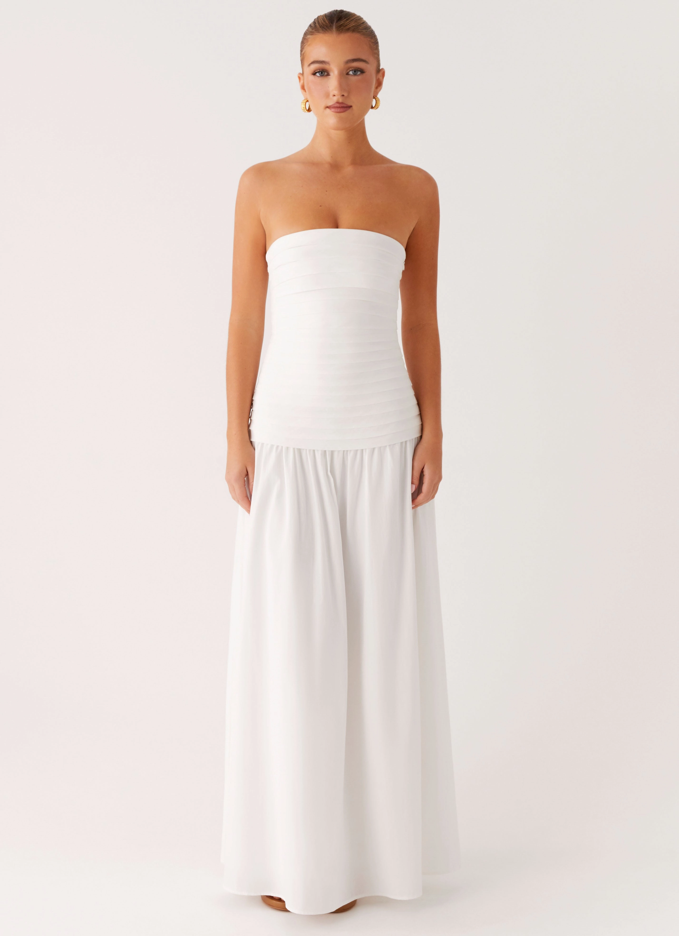 Tyrah Maxi Dress - White Non-Pilling Trend Texture