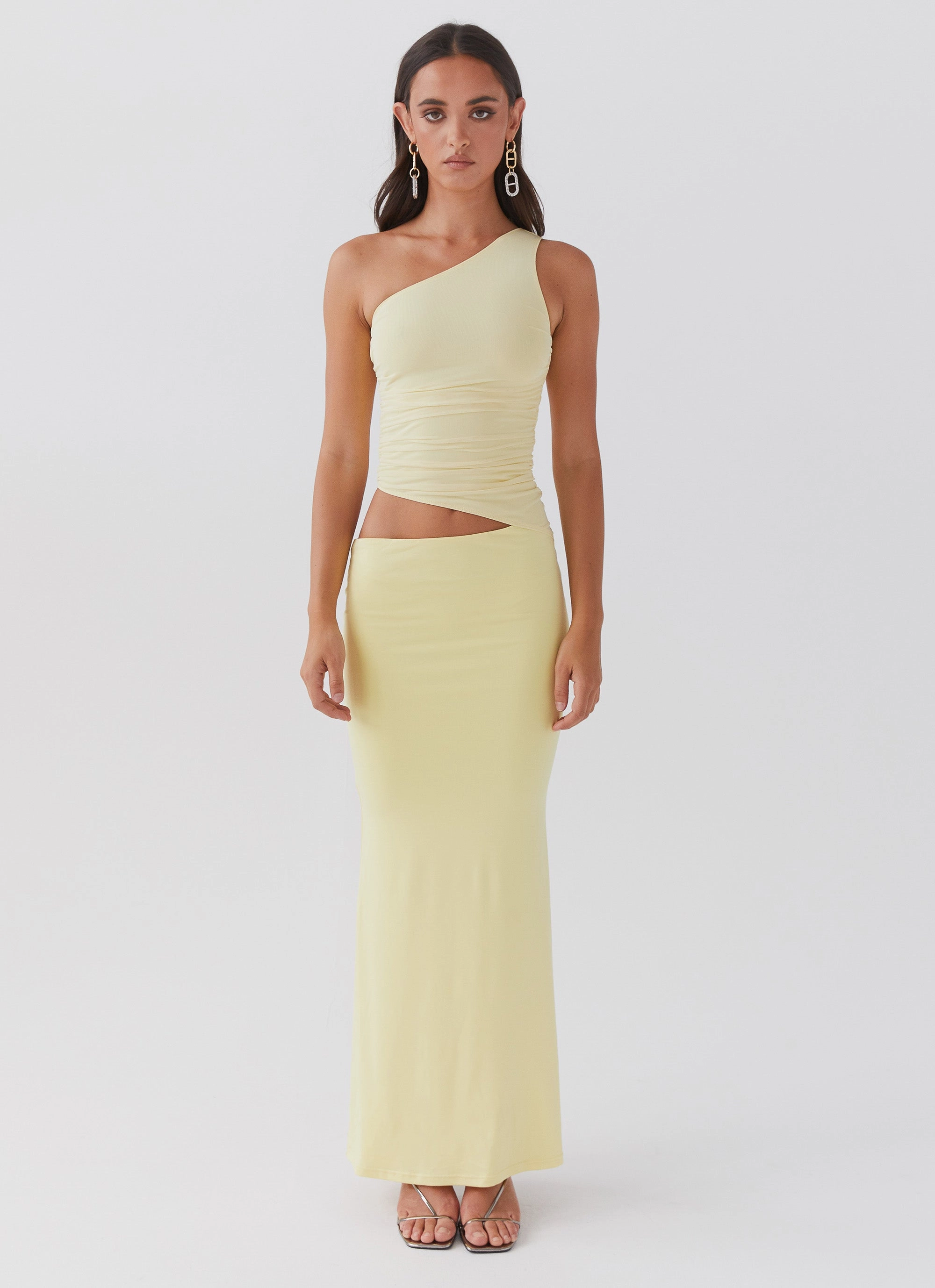 Thermal-Lined Seranella One Shoulder Maxi Dress - Lemon