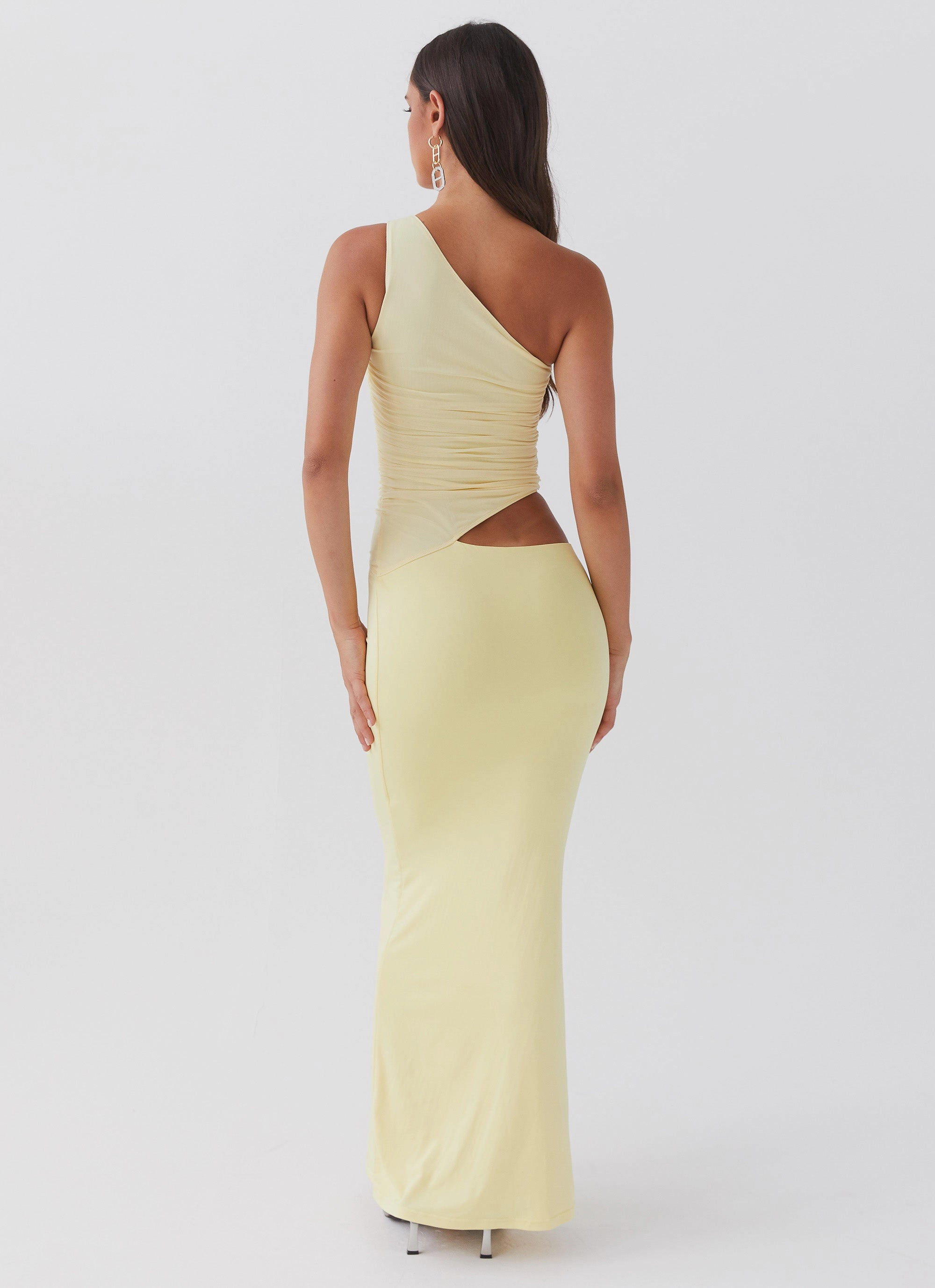 Seranella One Shoulder Maxi Dress - Lemon Pure Vibes Light Layers