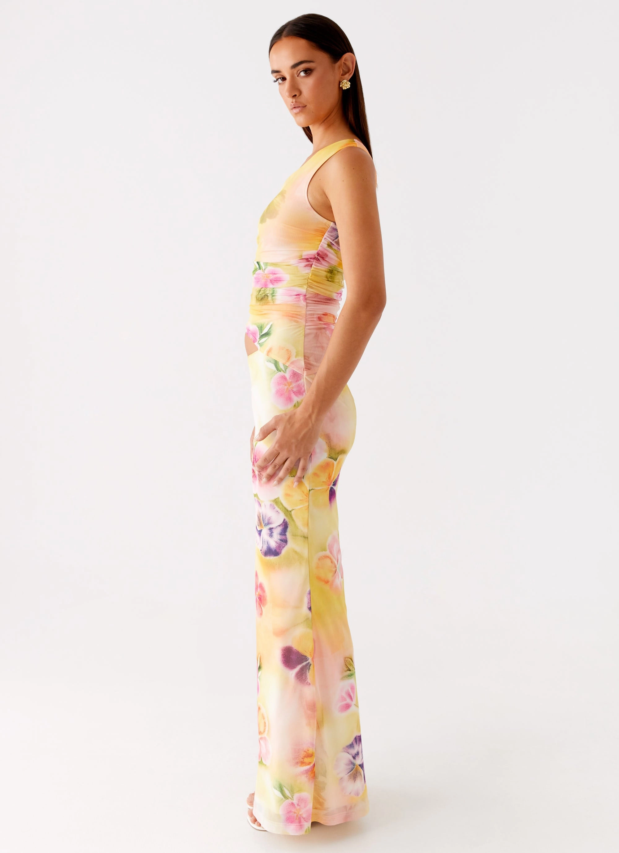 Soft-touch daywear Seranella One Shoulder Maxi Dress - Sunburst Floral