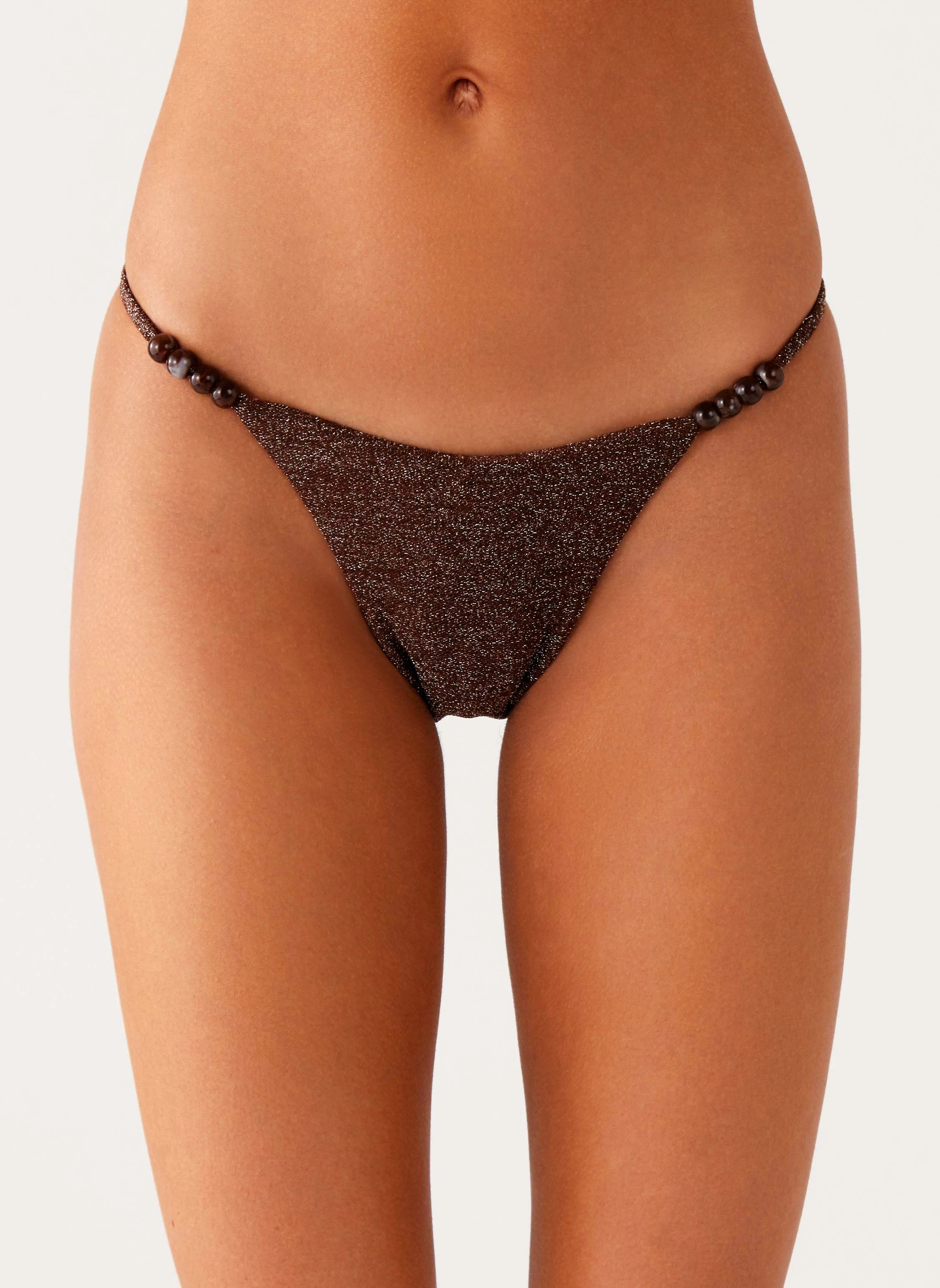 Relaxing Retreat Serefina Bead Bikini Bottom - Chocolate