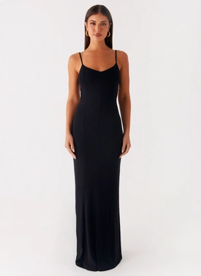 Serene Escape Maxi Dress - Black velvet feel