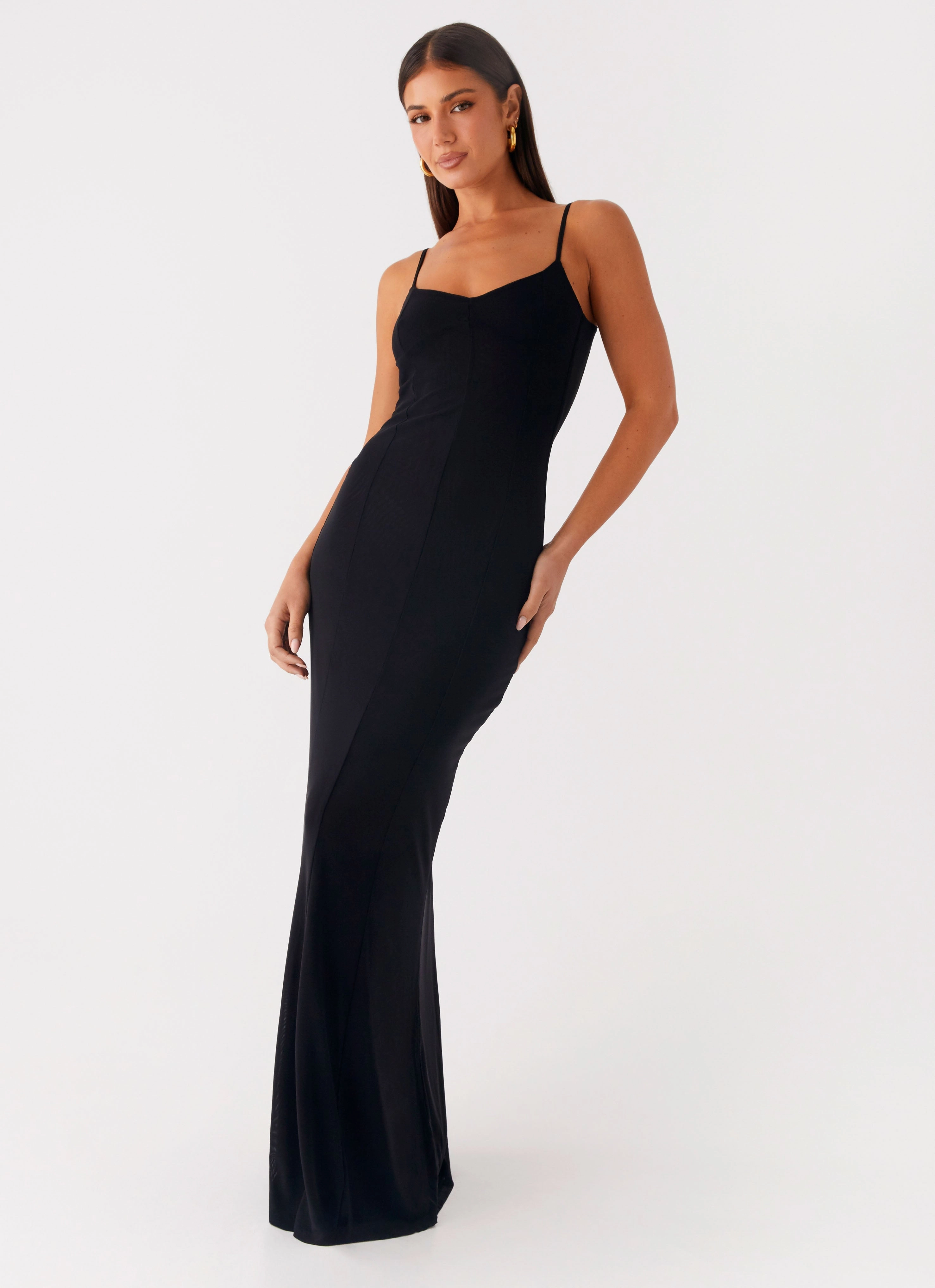 Weekend Casual Embroidered Fabric Serene Escape Maxi Dress - Black