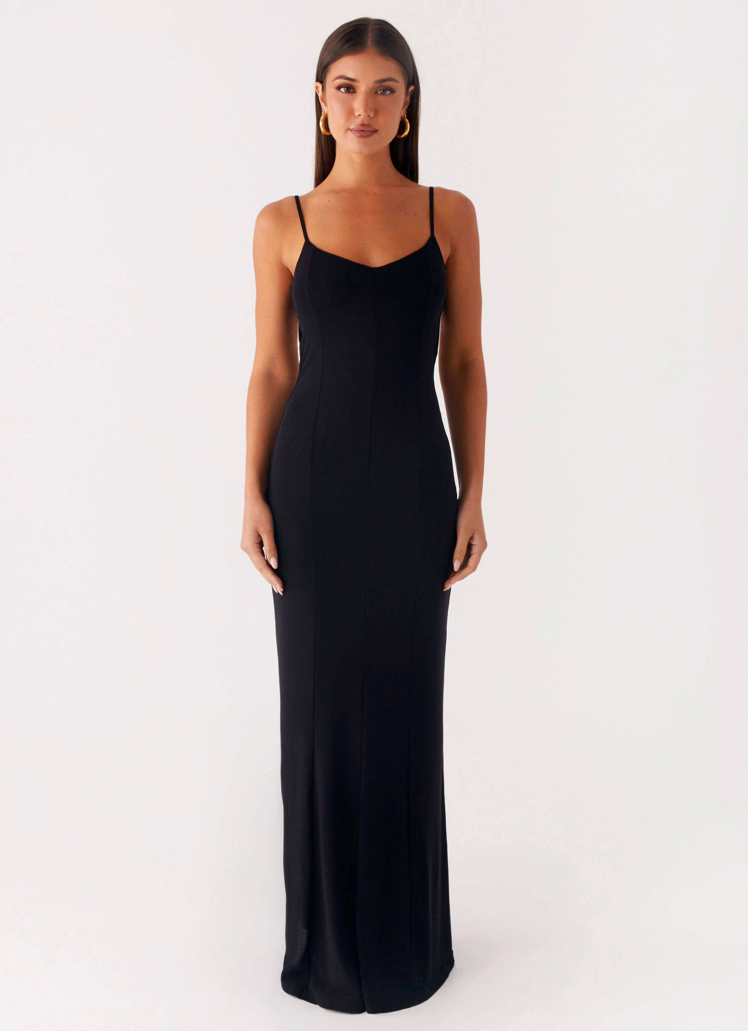 Serene Escape Maxi Dress - Black velvet feel