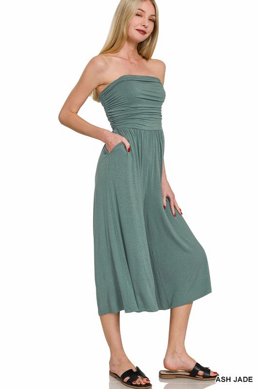 SERGIE DOUBLE LAYERED STRAPLESS TUBE TOP JUMPSUIT Semi - autonomous Water Resistant Finish