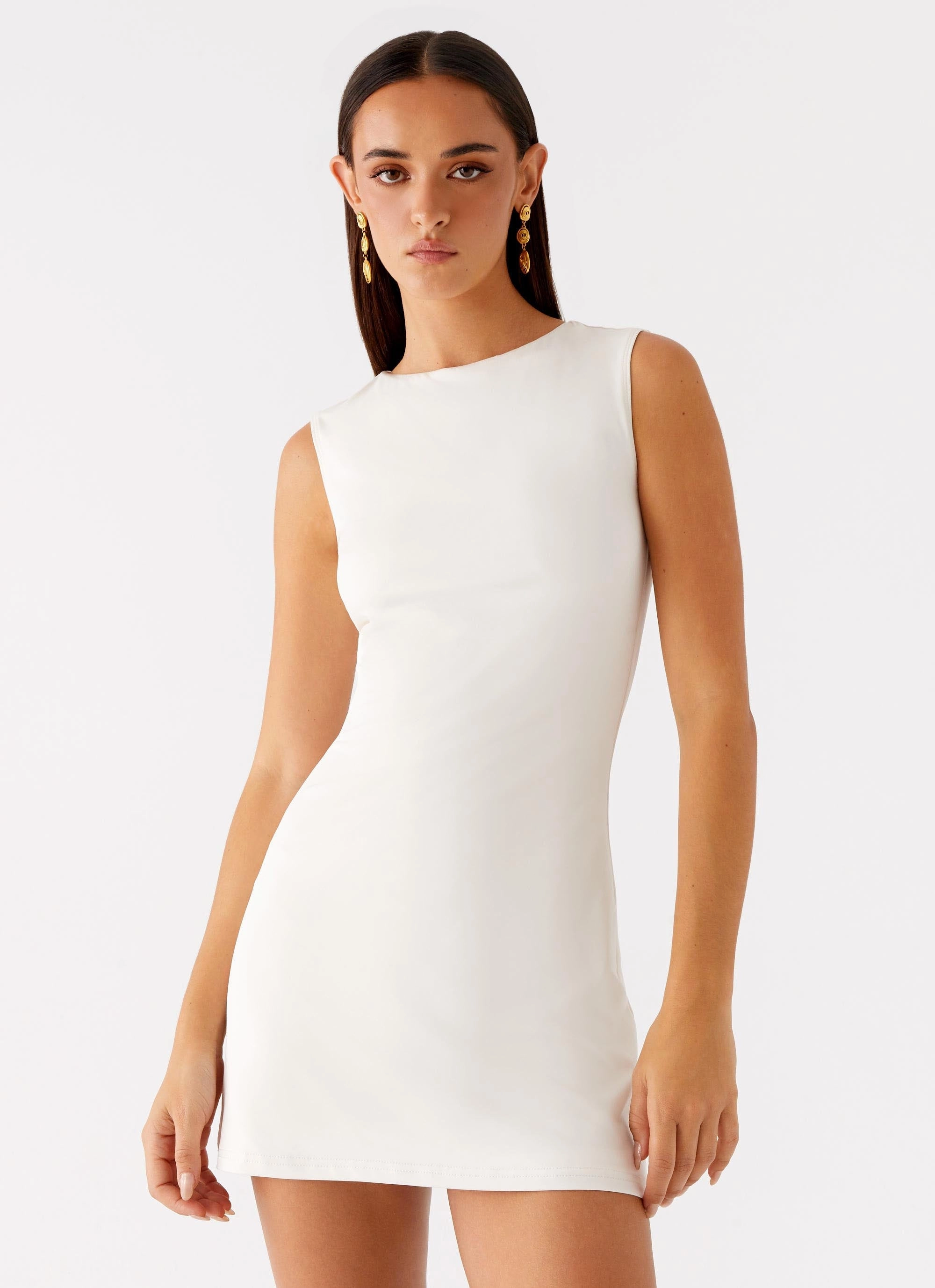 Shai Pearl Mini Dress - Ivory velvet feel