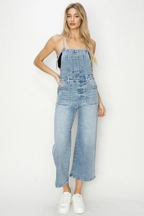 HighNeck Minimalist Silhouette SHANNON CROP STRAIGHT OVERALLS S-XL
