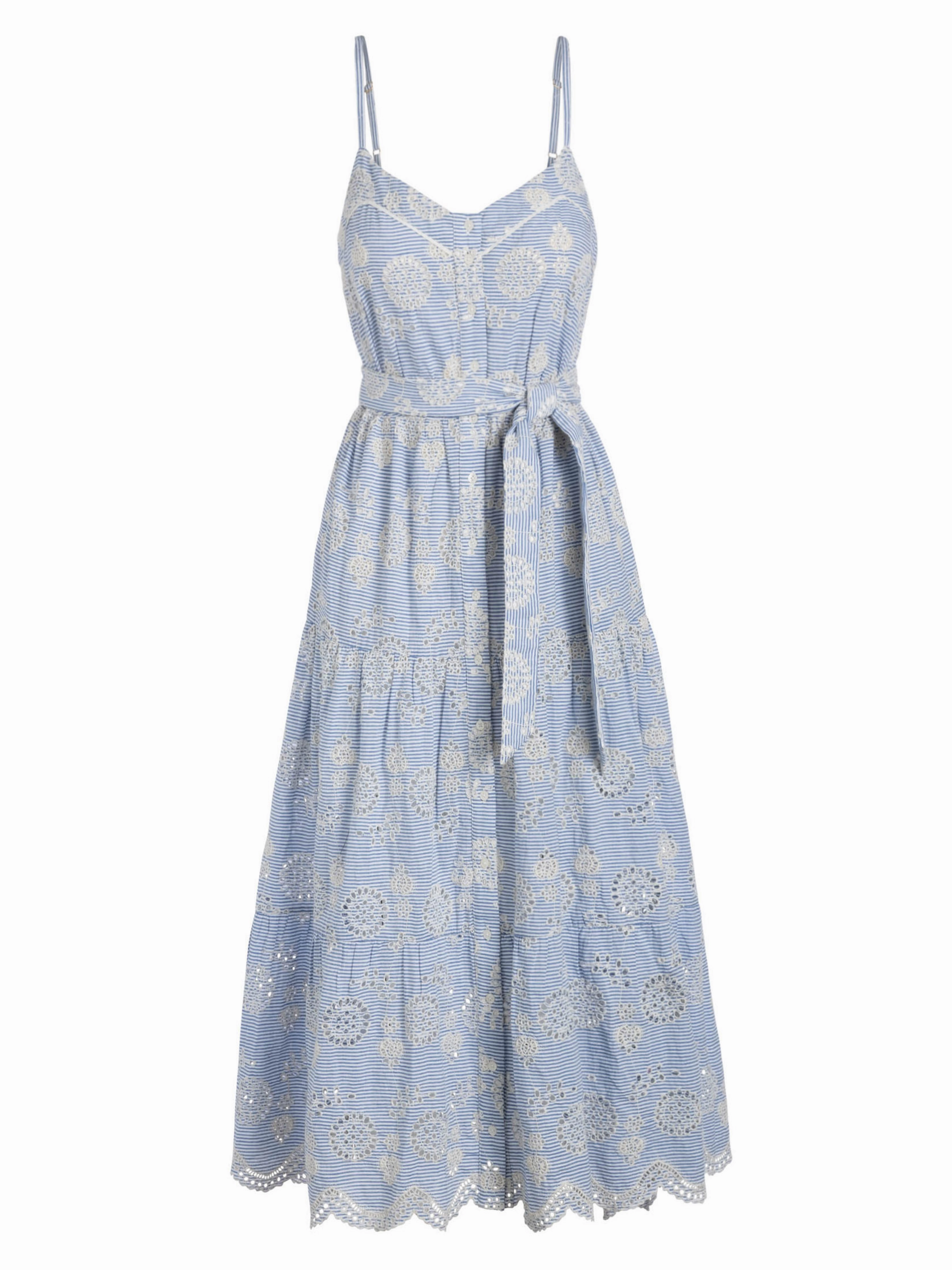 Balanced Tone Elegant Outline Addyson Dress In Sky/Natural Eyelet