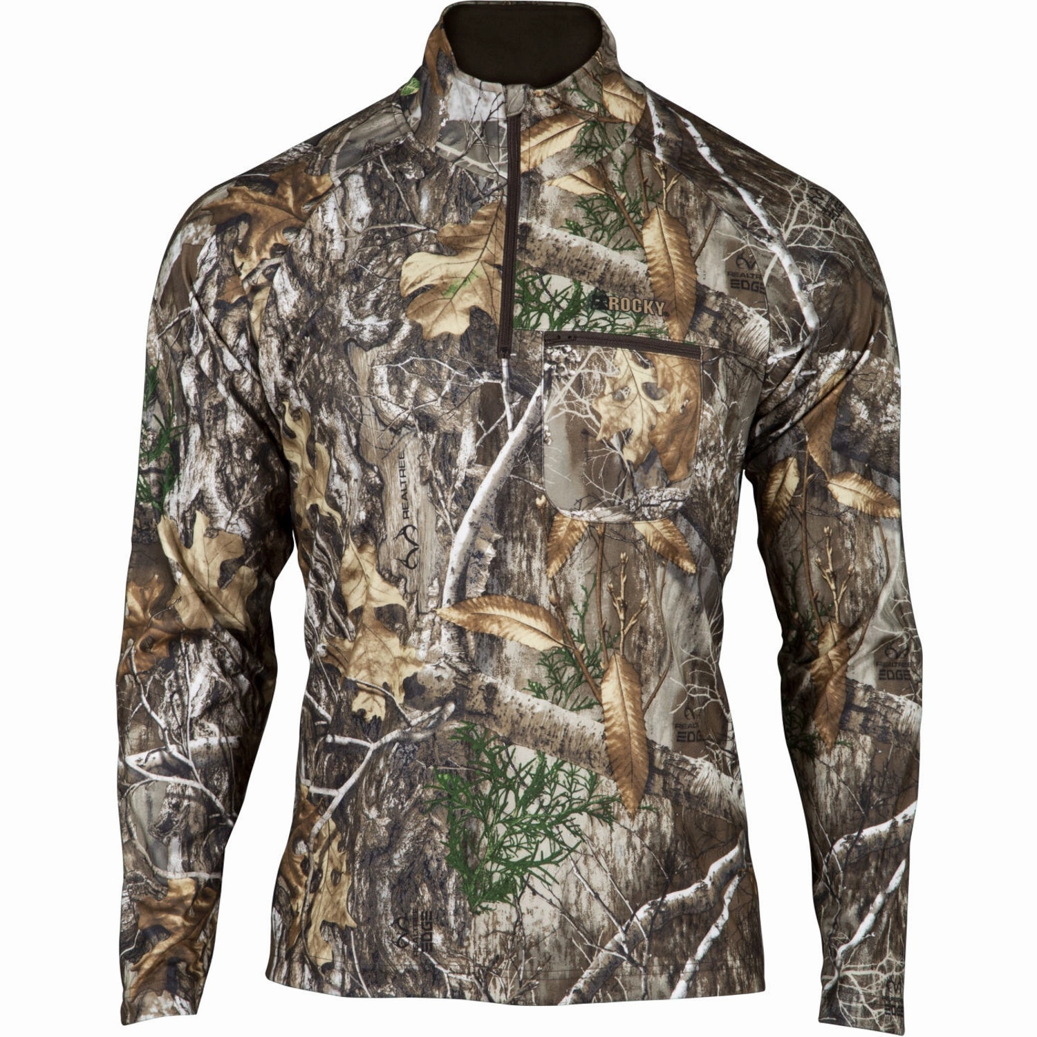 Stand Collar Rocky Mens Silenthunter 1/4 Zip Realtree Edge Polyester Softshell Jacket