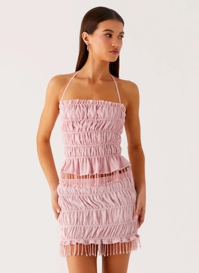 Shari Beaded Halter Top - Pink Activewear Top AdjustableClosure