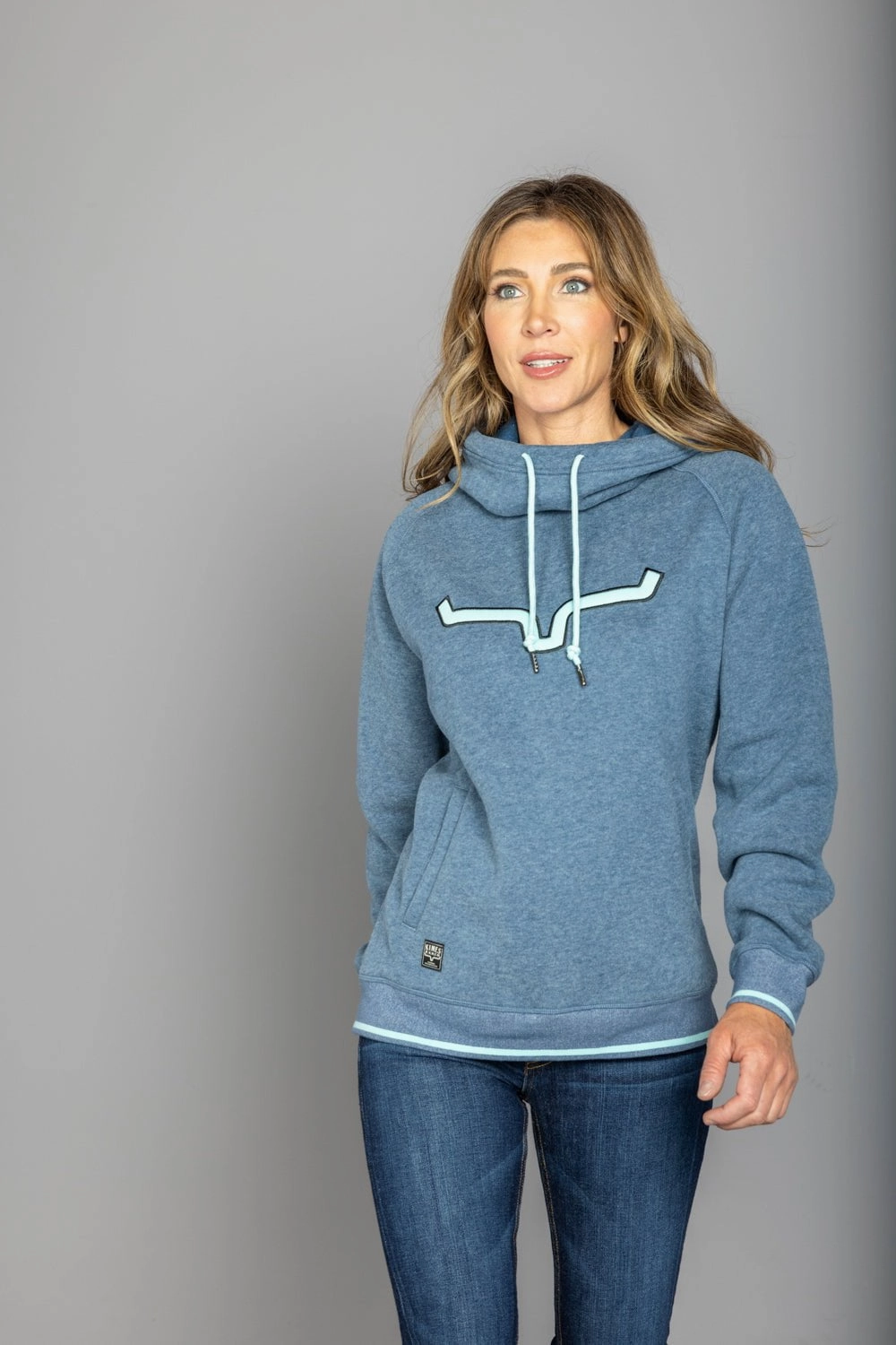 Kimes Ranch Womens Two Scoops Navy Heather Cotton Blend Hoodie Essential Style High Collar Design