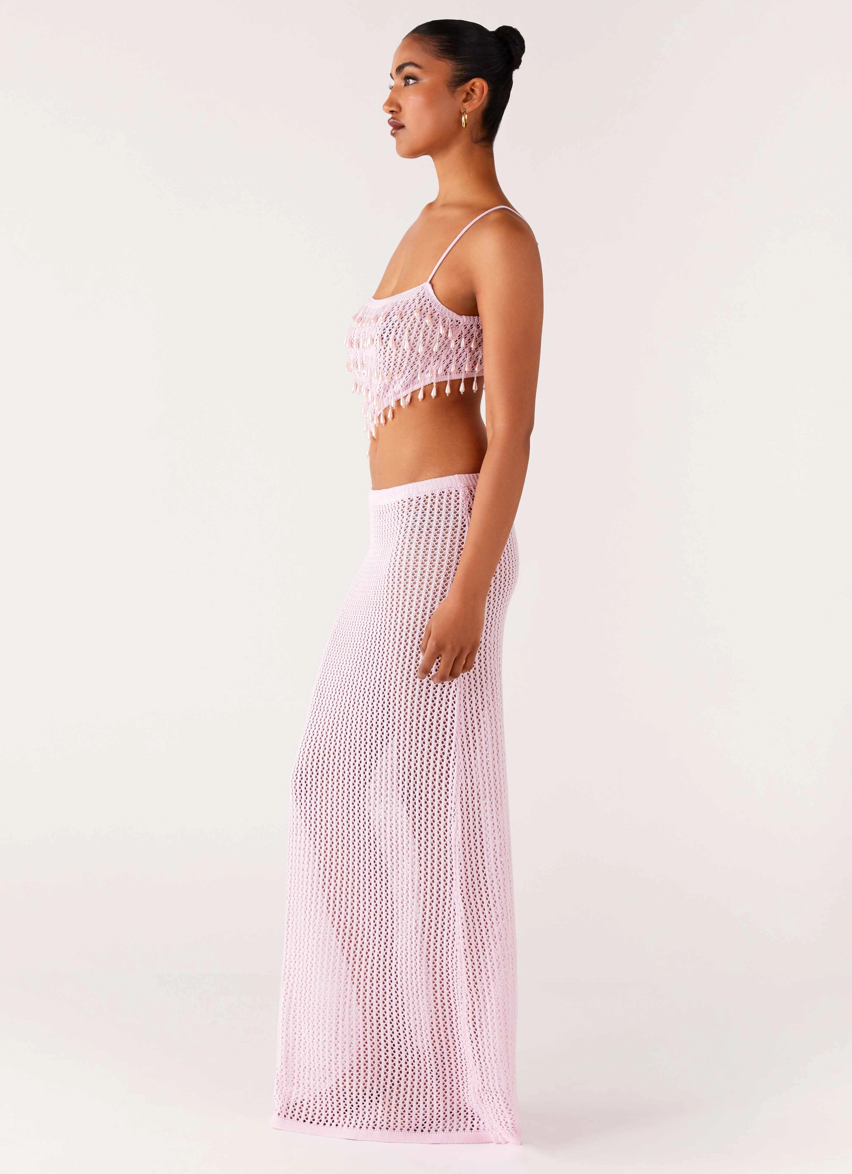 Urban Spirit Shellbound Crochet Maxi Dress - Pink
