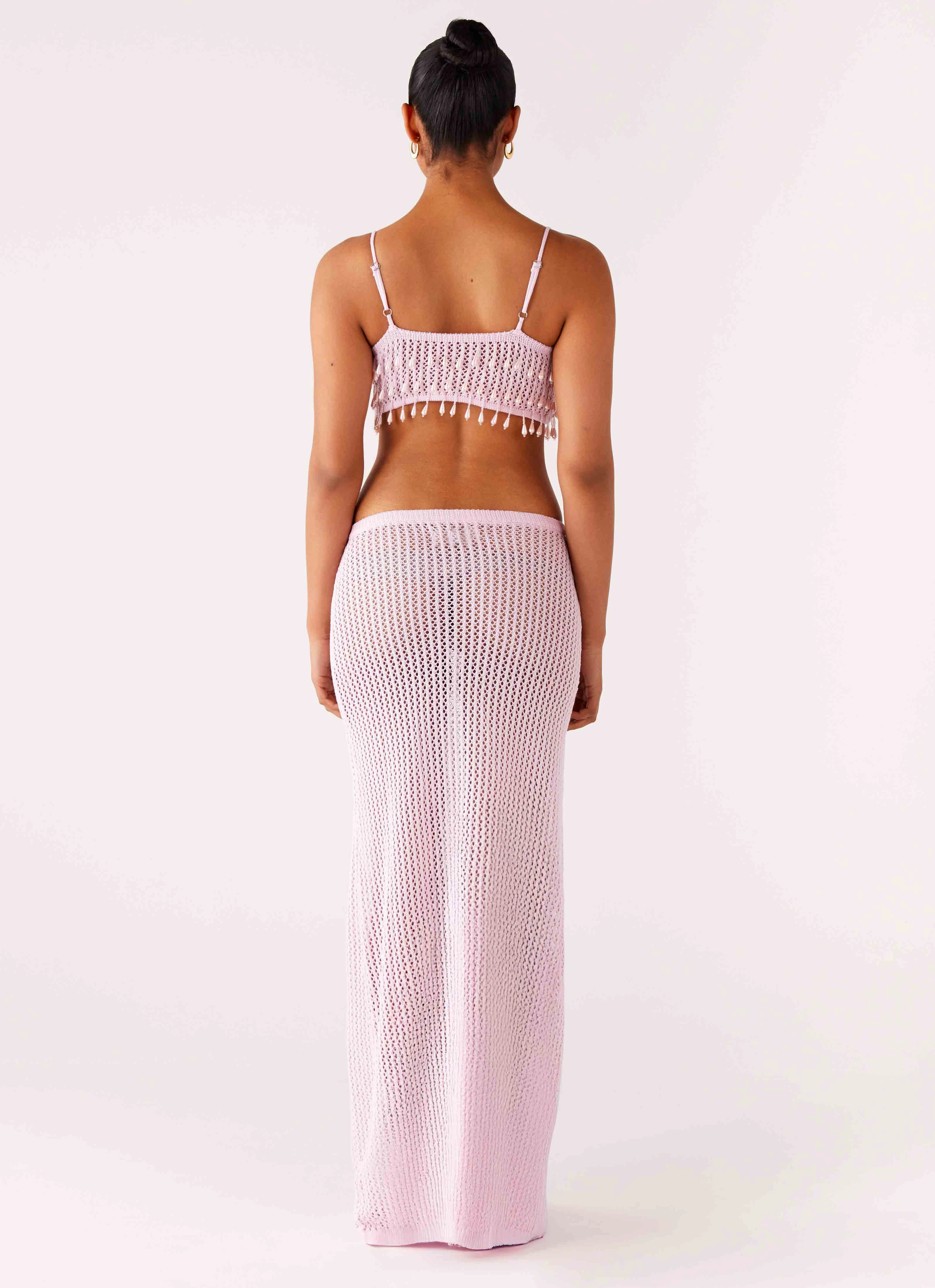 Shellbound Crochet Maxi Dress - Pink Elegant evening wear