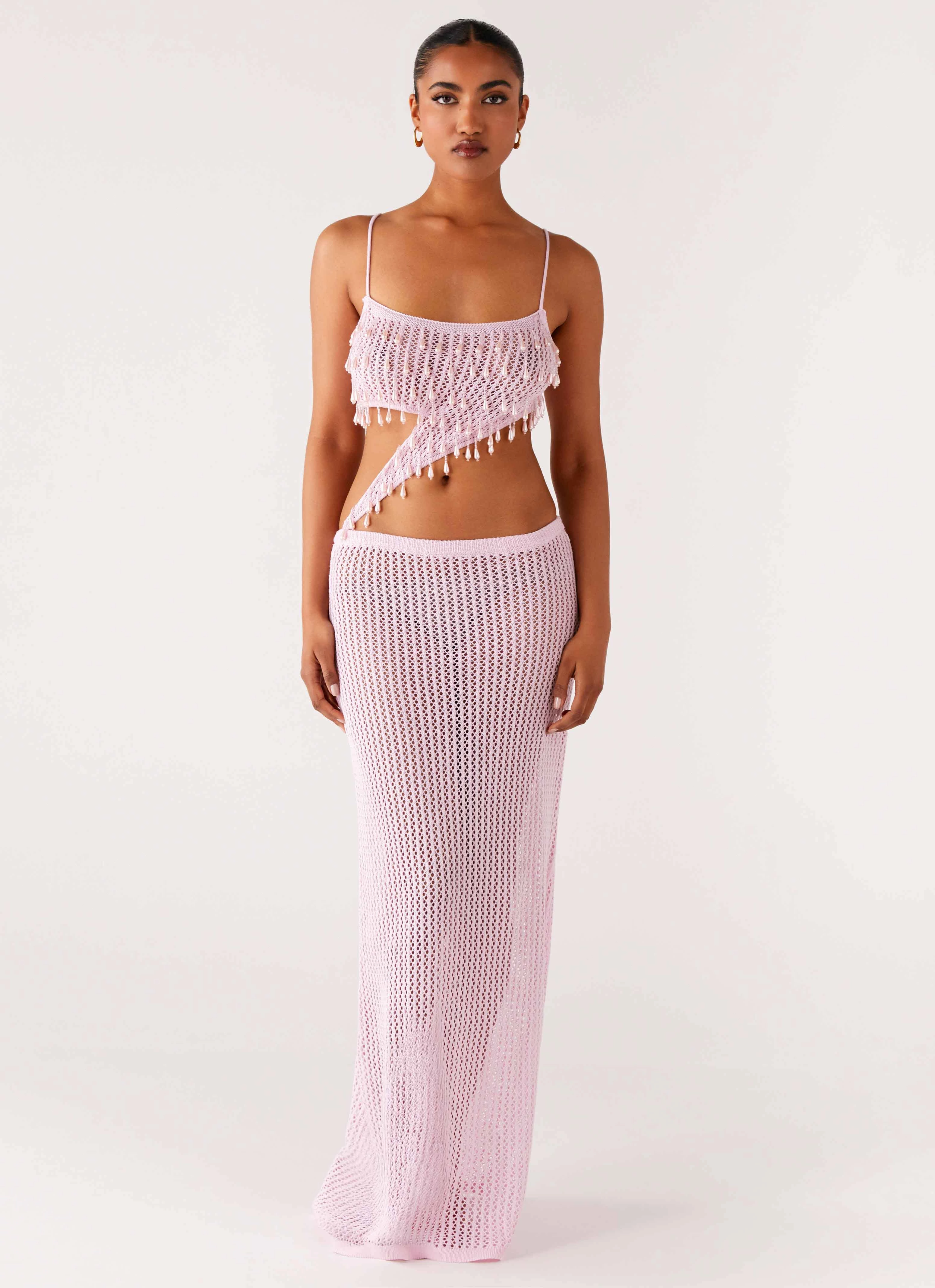 Shellbound Crochet Maxi Dress - Pink Gender Fluid