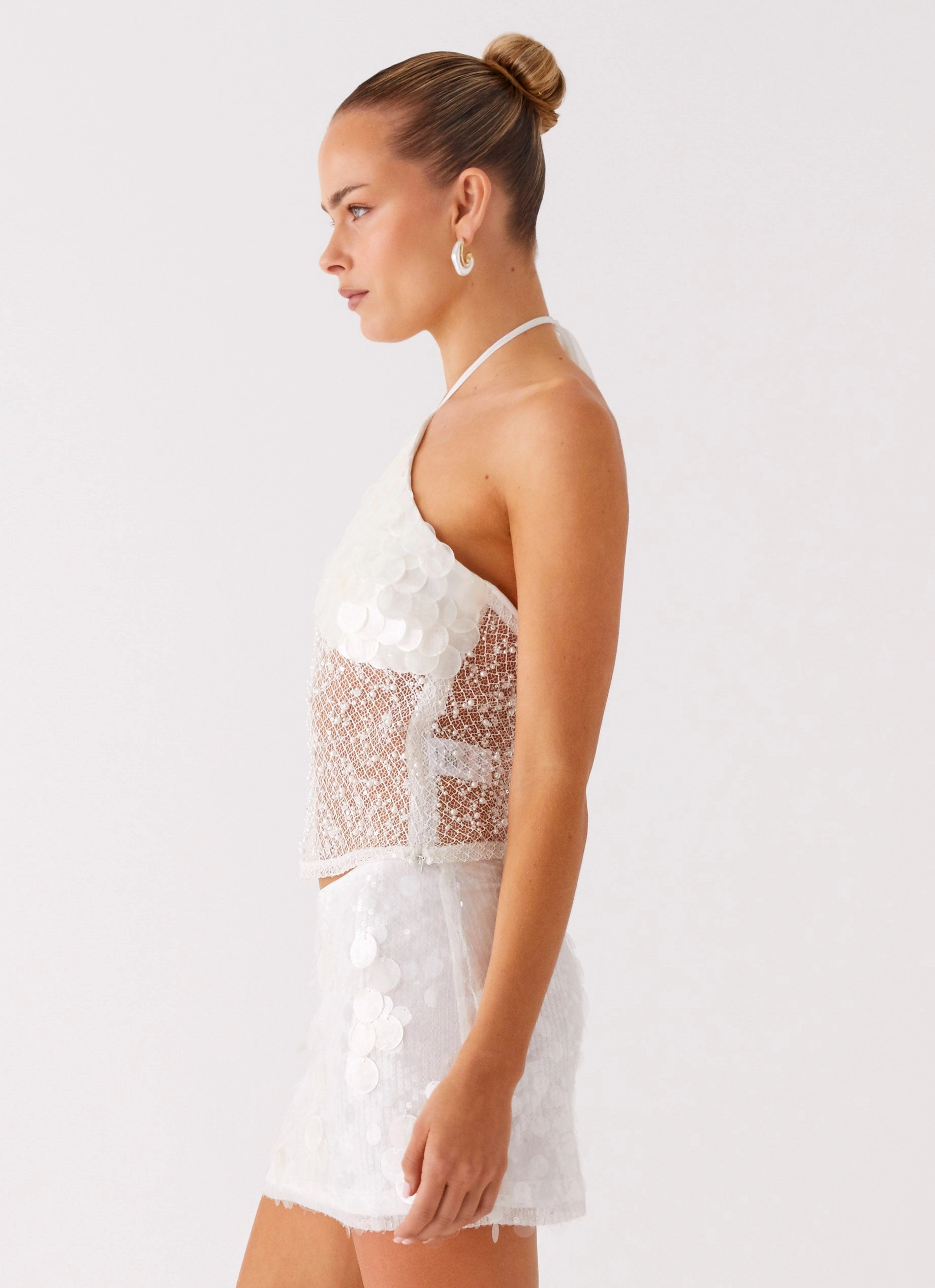 Shelly Halter Top - White ClassicCrewNeck Long Sleeve Tee