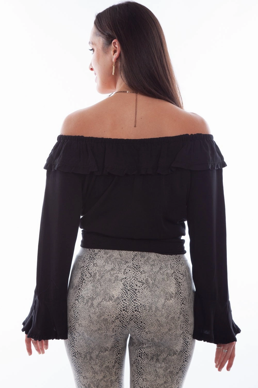 Non Restrictive Mobility Short Length Scully Womens Drapey Silhouette Black 100% Rayon L/S Tunic