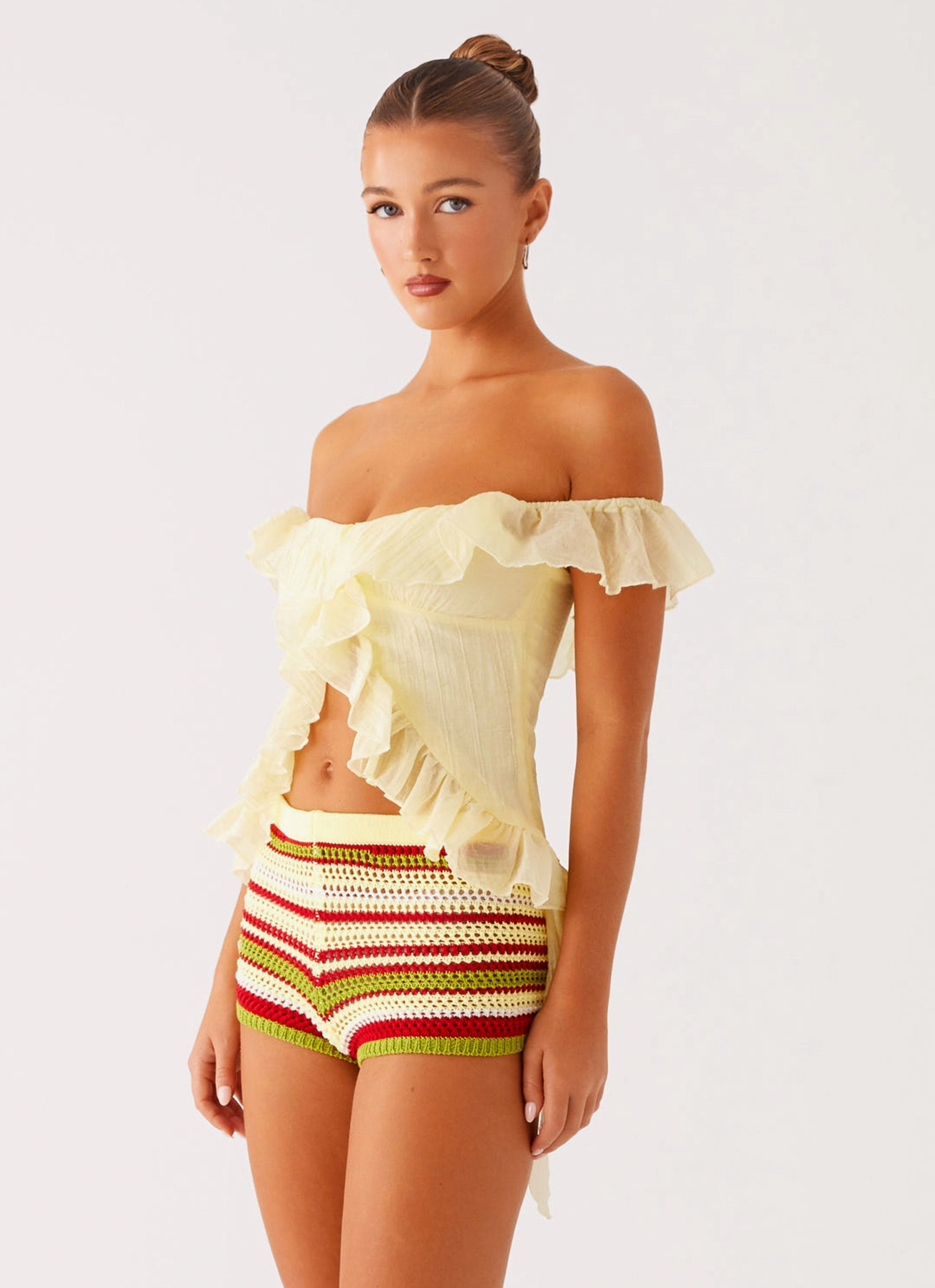 Oversized Silhouette Dylan Off Shoulder Top - Yellow
