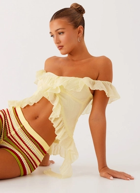 Ethically Sourced Material Dylan Off Shoulder Top - Yellow