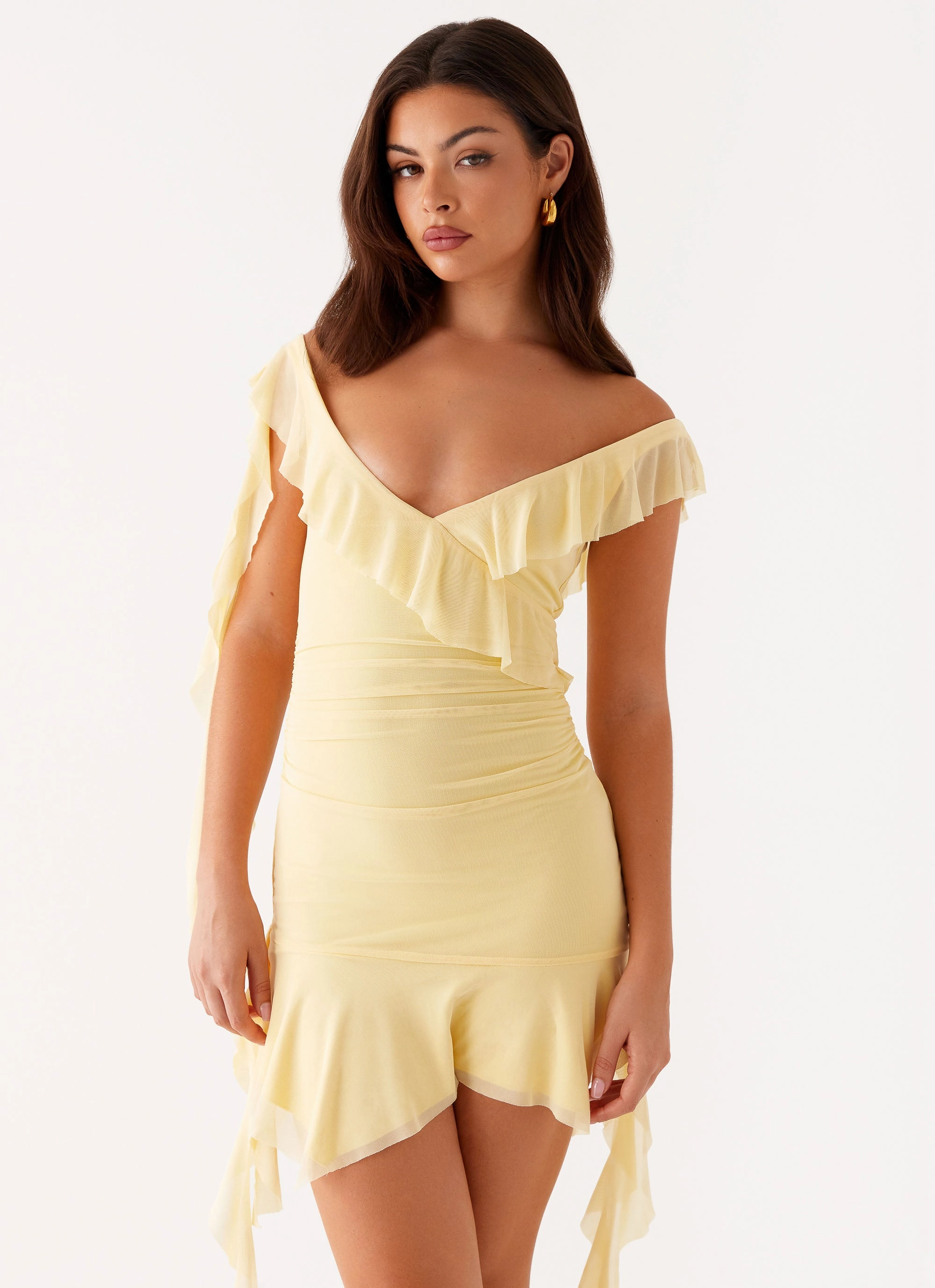 Work Appropriate Color Soft Shona Mini Dress - Yellow