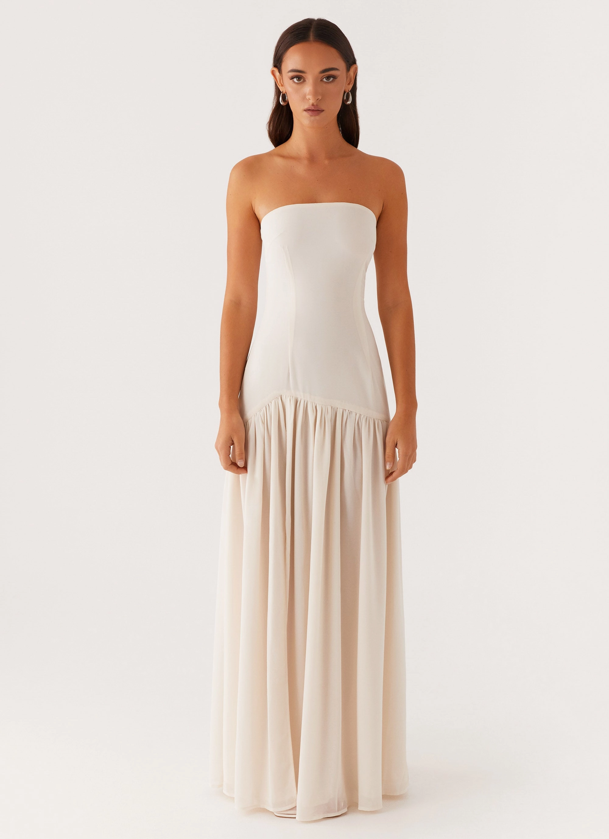 Eden Strapless Maxi Dress - Ivory Scoop-Neck
